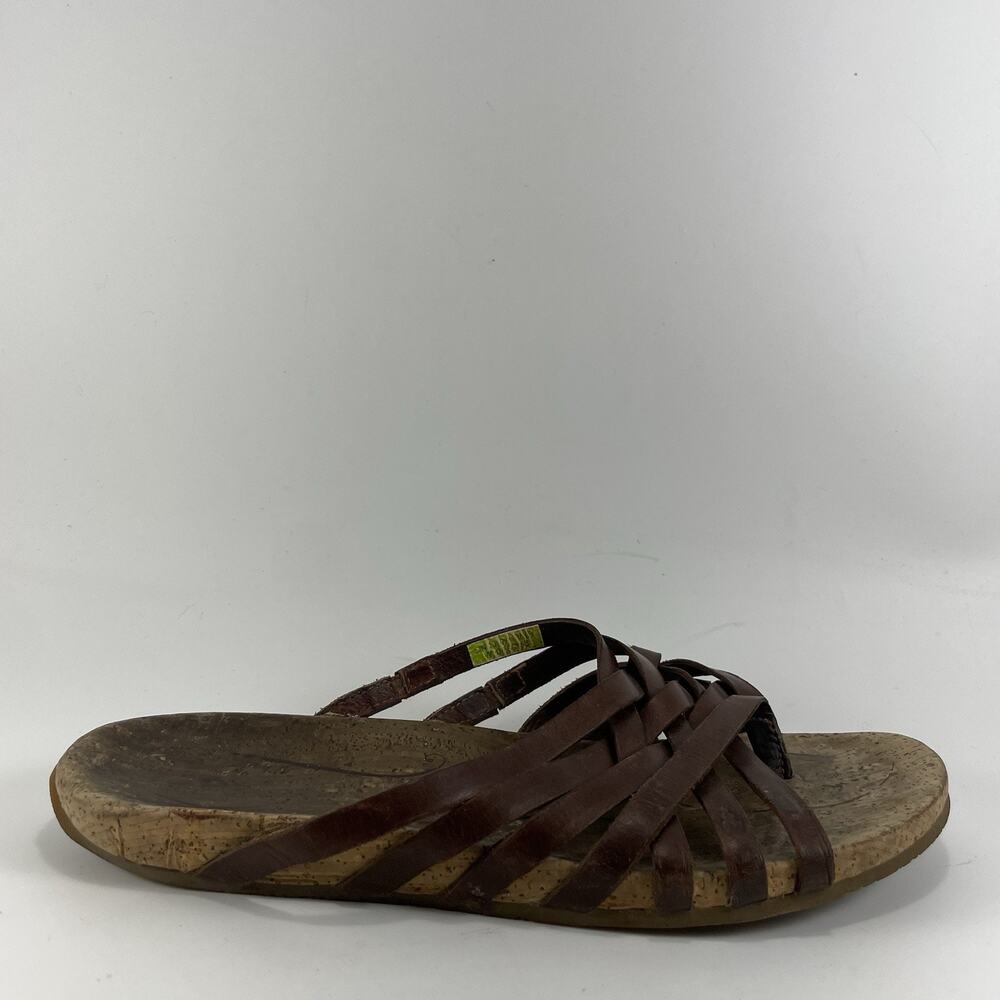 Ahnu Maia Leather Thong Strappy Sandals Womens Size 10 Brown Strappy Beach